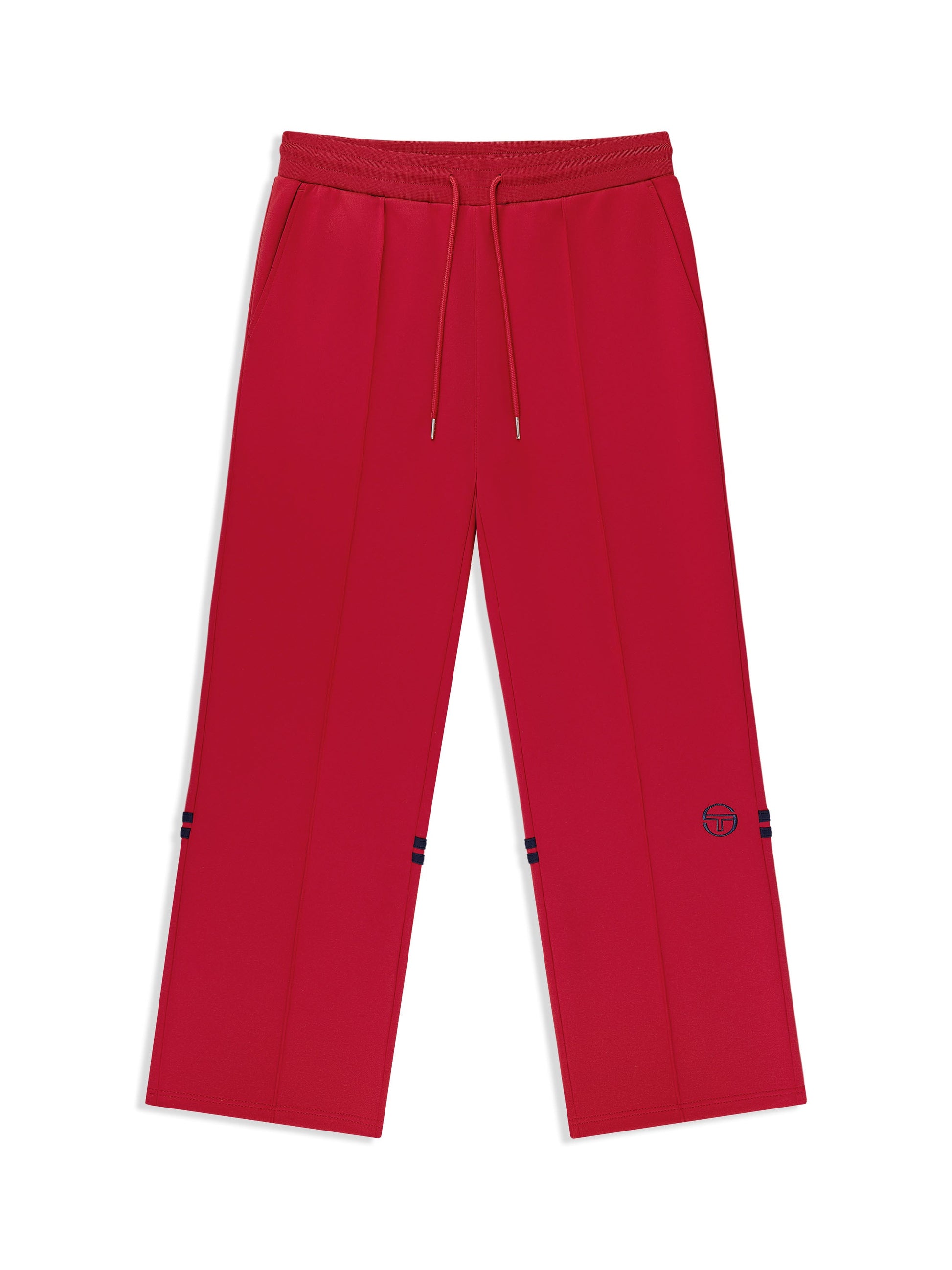 Red pants with a brand logo on a white background