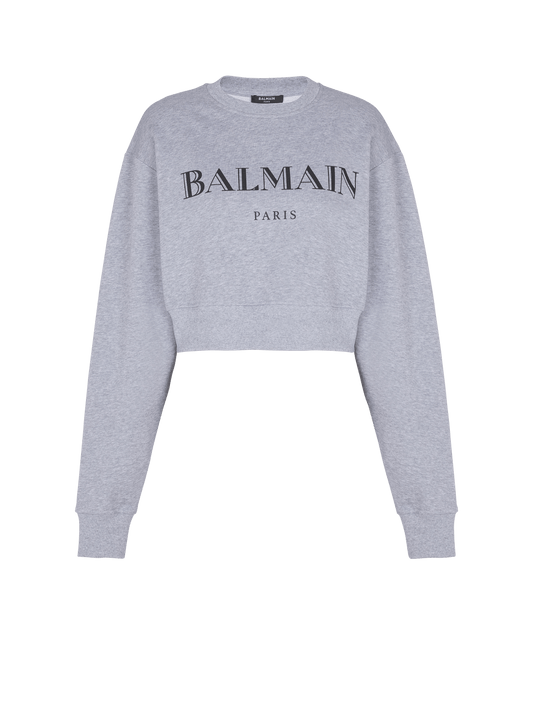 Gray Balmain sweatshirt on a green background